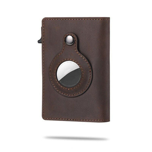 AirTag Leather Wallet — Slim Card Holder with Magnetic Cover