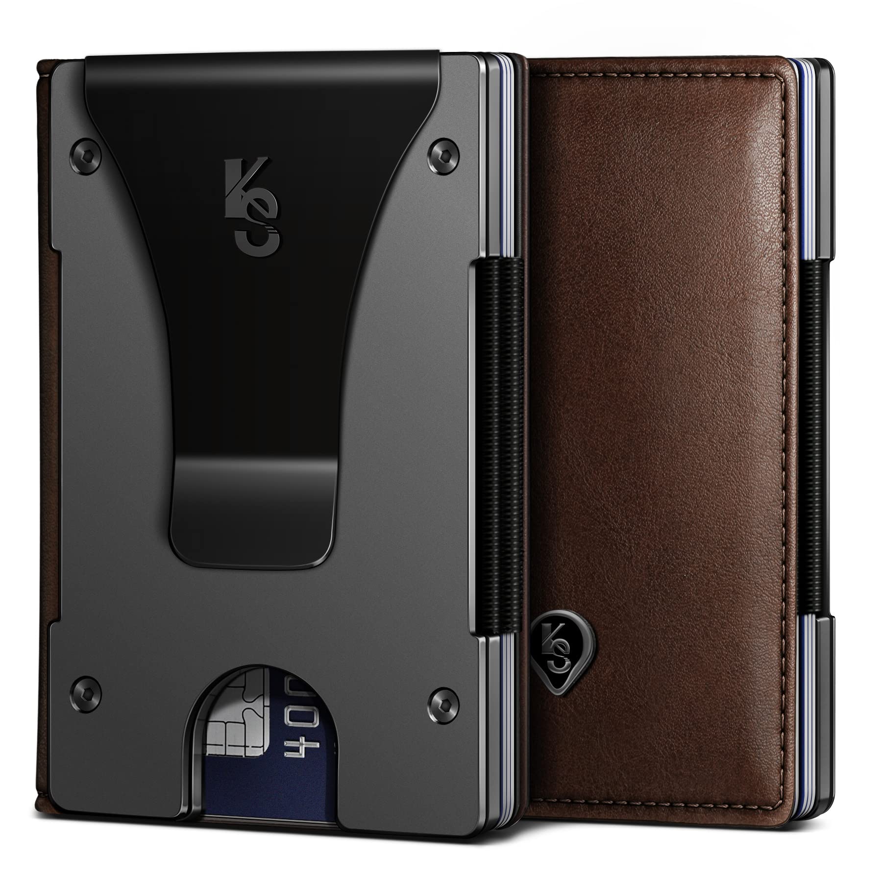 Slim RFID Money Clip Wallet — Expandable Leather Card Case for Men