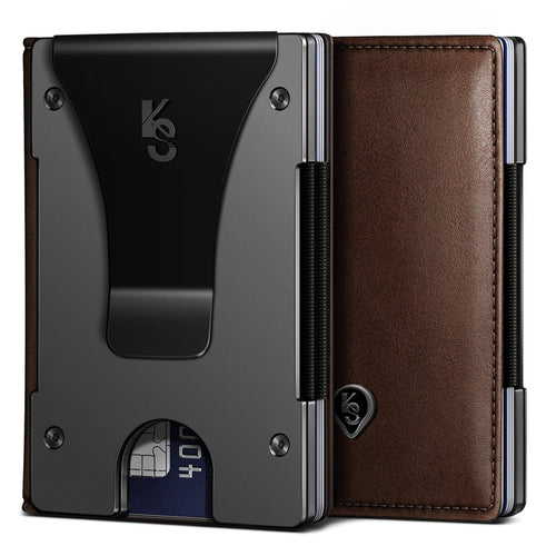 Slim RFID Money Clip Wallet — Expandable Leather Card Case for Men