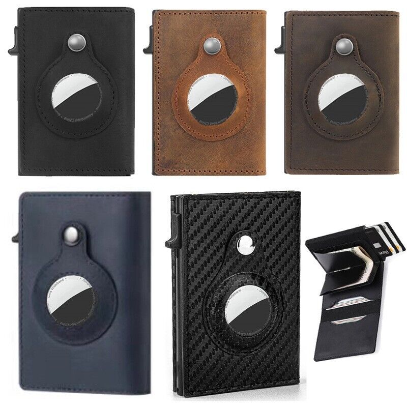 AirTag Leather Wallet — Slim Card Holder with Magnetic Cover