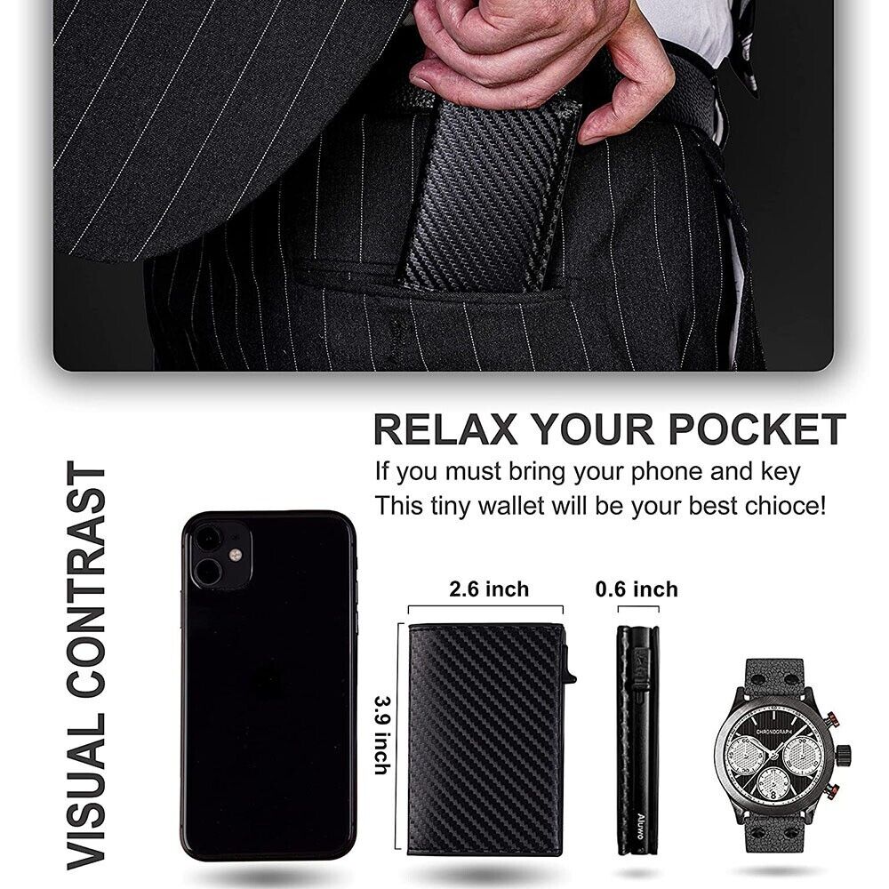 AirTag Leather Wallet — Slim Card Holder with Magnetic Cover