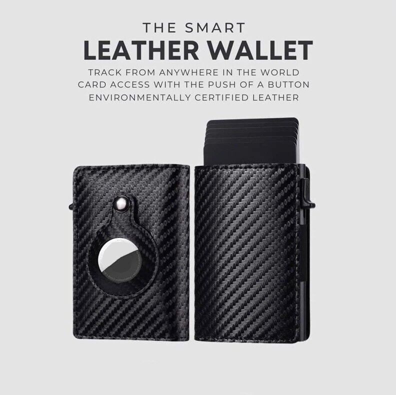 AirTag Leather Wallet — Slim Card Holder with Magnetic Cover