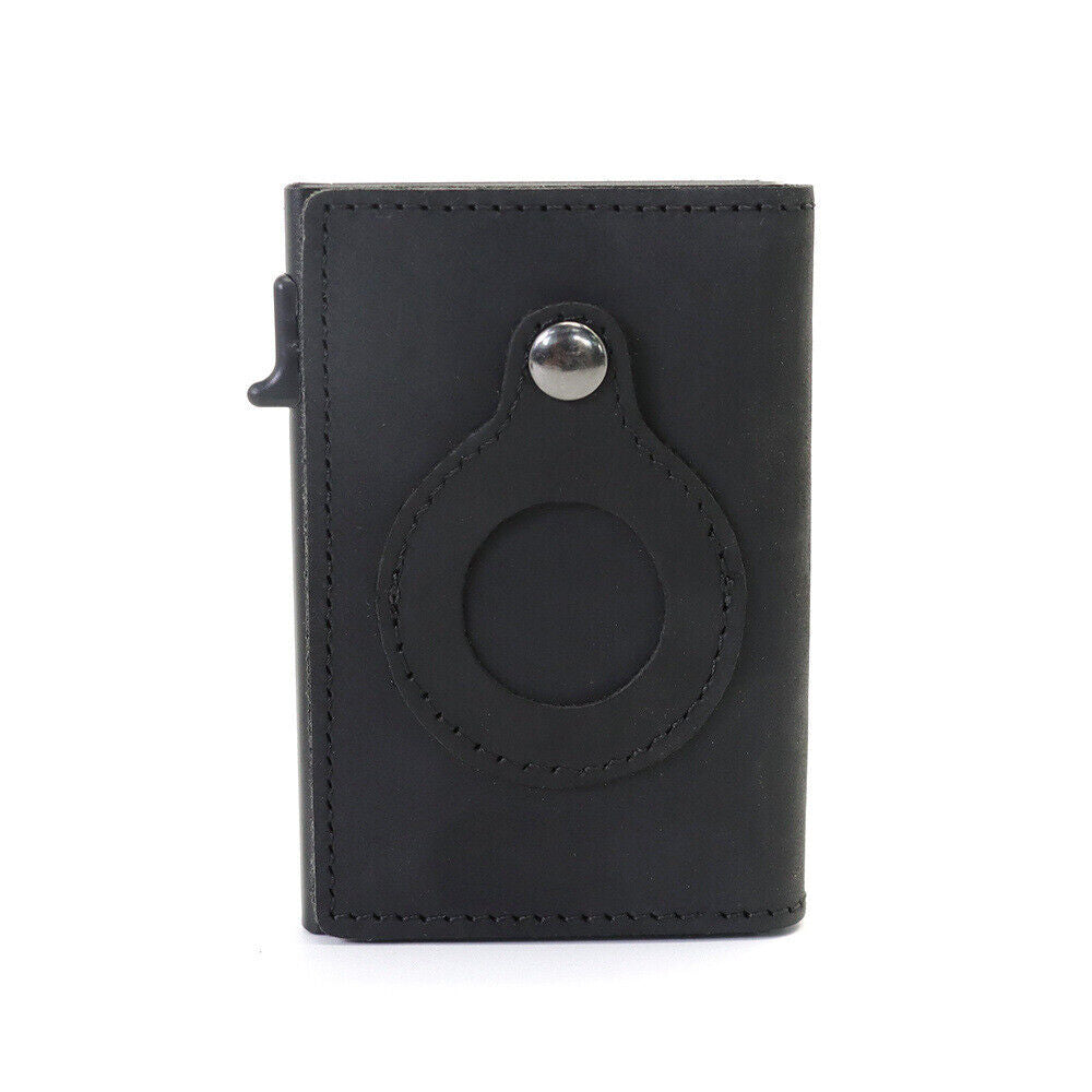 AirTag Leather Wallet — Slim Card Holder with Magnetic Cover